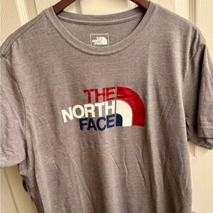 The North Face Heather Half-Dome TriBlend Patriotic T-Shirt, Gray, XL- Slim Fit